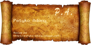 Petyko Adony névjegykártya